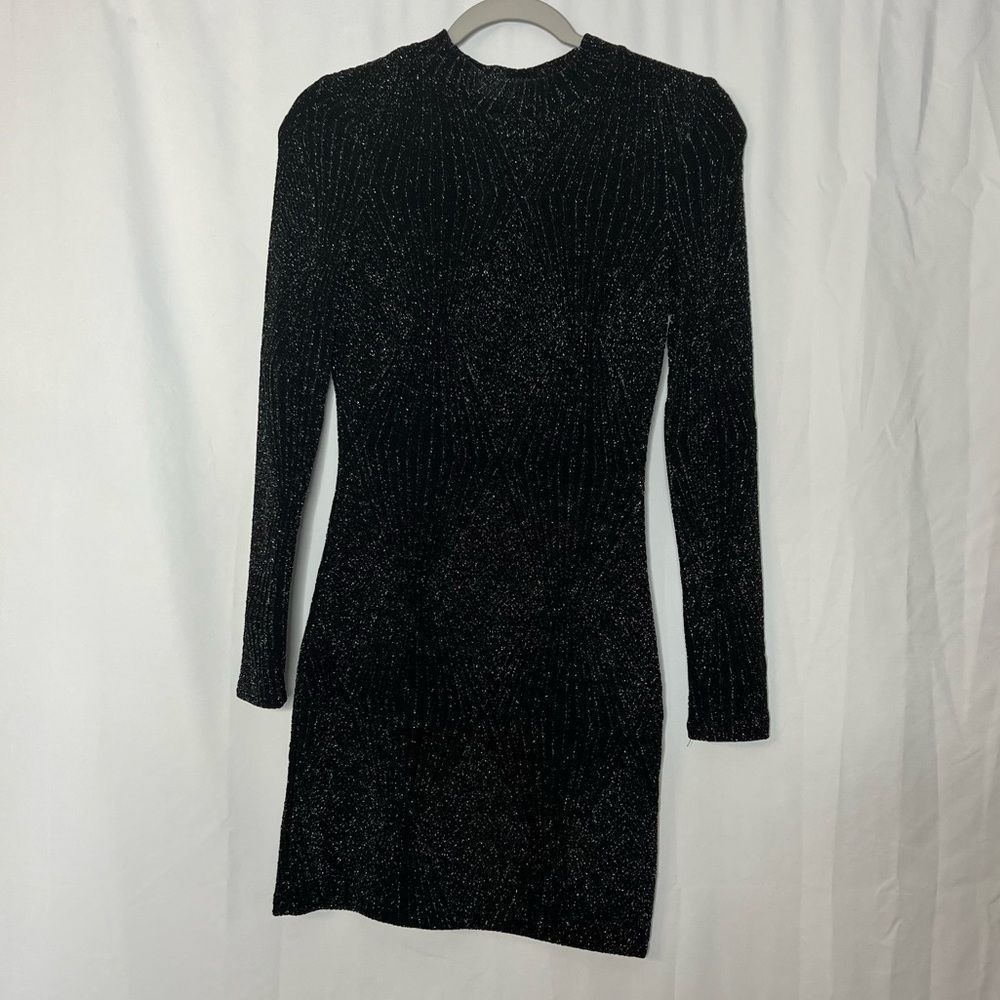 Black + Silver Metallic Mini Dress